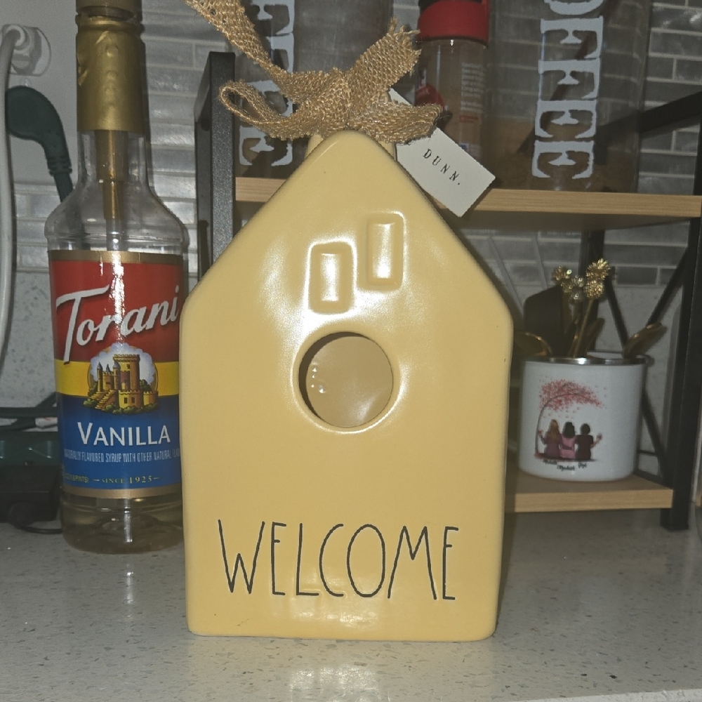 Rae Dunn Yellow  'WELCOME' Birdhouse Decor